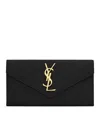 Saint Laurent Large Cassandre Matelassé Flap Wallet In Grain De Poudre Embossed Leather In Black