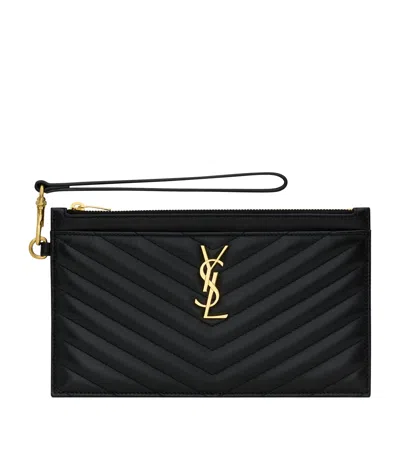 Saint Laurent Large Cassandre Matélasse Pouch In Black
