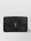 Saint Laurent Large Chevron Quilted Bag With Chain Strap In Black