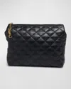 Saint Laurent Large Cosmetic Pouch In Lambskin Leather In Nero