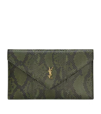 Saint Laurent Large Envelope Cassandre Pouch In Green