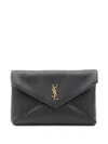 Saint Laurent Envelope Cassandre Xxl Leather Clutch In Black