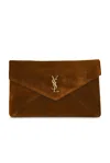 Saint Laurent Large Envelope Pouch In Caramel Cognac