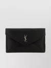 Saint Laurent Large Envelope Pouch In Grained Leather In Black