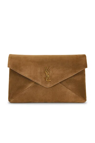Saint Laurent Large Envelope Pouch In Light Cumin