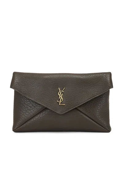 Saint Laurent Large Envelope Pouch In Light Musk