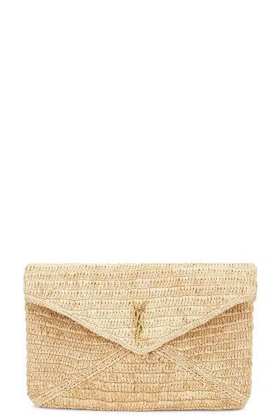 Saint Laurent Large Envelope Pouch In Naturale & Brick