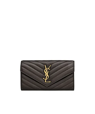 Saint Laurent Large Flip Wallet In Purple