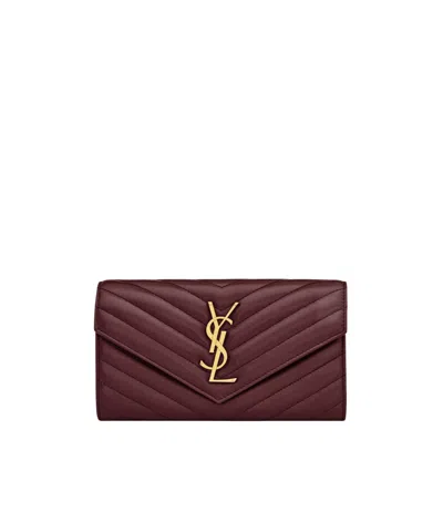 Saint Laurent Large Flip Wallet In Burgundy