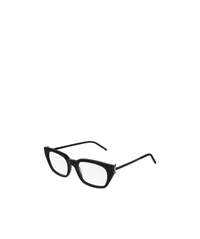 Saint Laurent Large-frame Flat Mirror In 001 Black Black Transpare