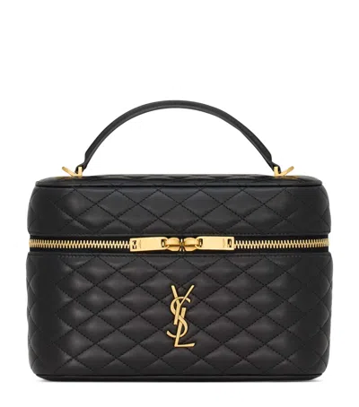 Saint Laurent Large Lambskin Gabby Vanity Shoulder Bag In Black