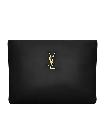 Saint Laurent Large Lambskin Calypso Pouch In Black