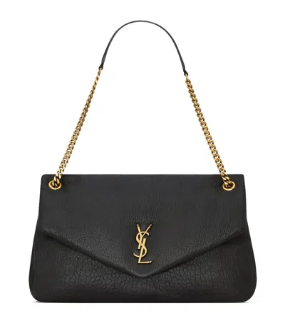 Saint Laurent Calypso Large Padded Textured-leather Shoulder Bag In Black