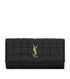 Saint Laurent Large Lambskin Cassandre Matelassé Carré Wallet In Black