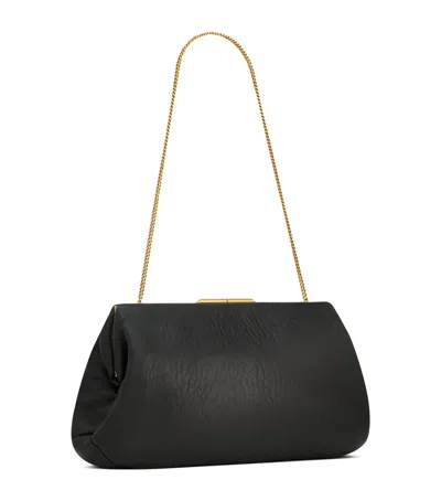 Saint Laurent Large Lambskin Clutch In Black