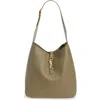 Saint Laurent Large Le 5 À 7 Leather Hobo Bag In Green
