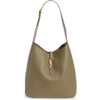 Saint Laurent Large Le 5 À 7 Leather Hobo Bag In Green