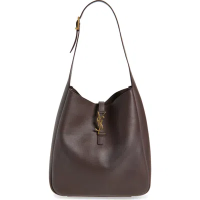 Saint Laurent Large Le 5 À 7 Leather Hobo Bag In Purple