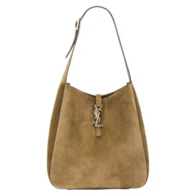 Pre-owned Saint Laurent Large Le 5 À 7 Suede Shoulder Bag 'new Barley' In Brown