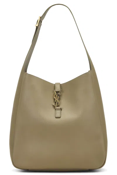 Saint Laurent Large Le 5 A 7 Supple Hobo Bag In Strong Moss