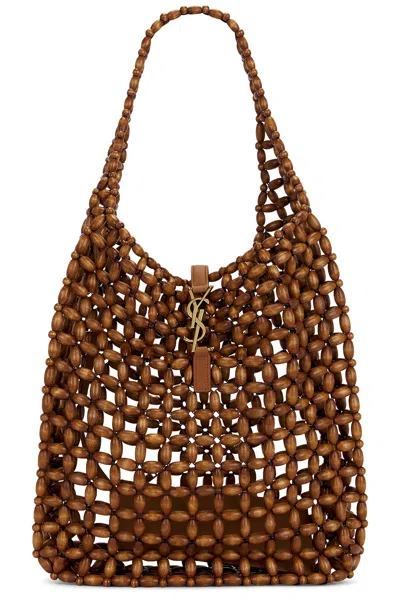 Saint Laurent Large Le 5 A 7 Supple Hobo Bag In Tan Natural & Brick