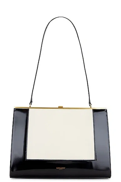Saint Laurent Large Le Anne-marie Shoulder Bag In Off White & Noir