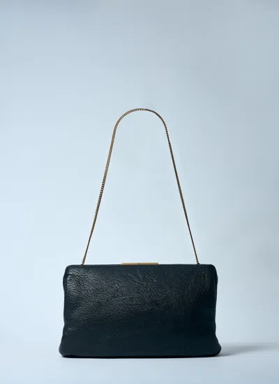 Saint Laurent Large Leather Clutch In Black