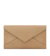 Saint Laurent Large Leather Letter Flap Wallet In Brown