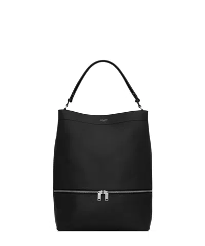 Saint Laurent Large Leather Stray Bag In Black