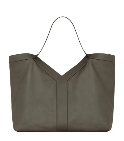 Saint Laurent Large Leather Y Tote Bag In Green