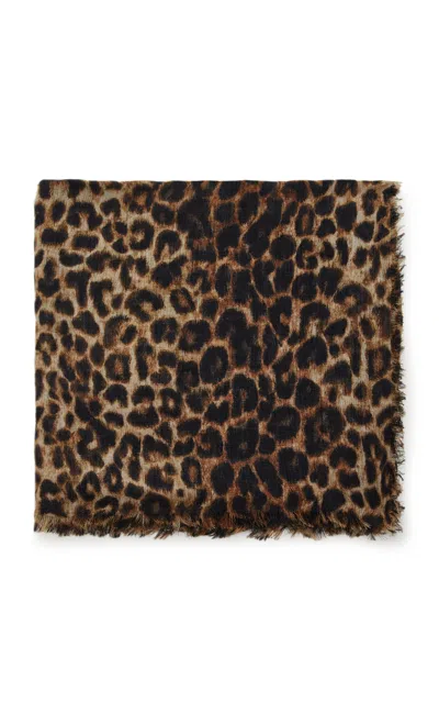 Saint Laurent Large Leopard Silk Scarf In Animal Print