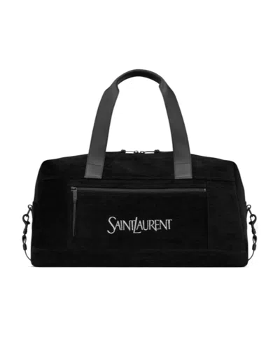 Saint Laurent Large Logo-print Duffle Bag In Black