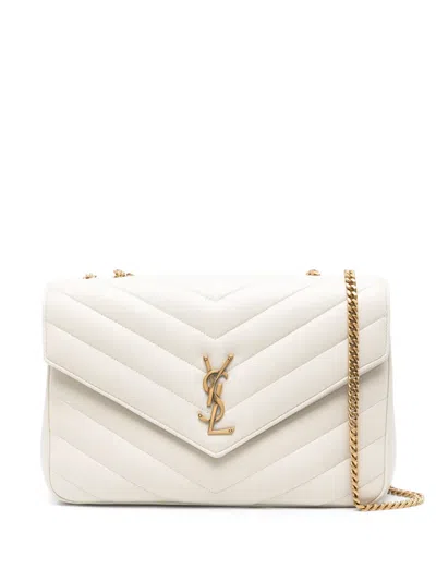 Saint Laurent Large Loulou Leather Shoulder Bag In Neutral