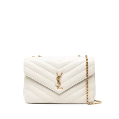 Saint Laurent Loulou Large Leather Shoulder Bag In Neutral