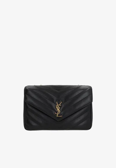 Saint Laurent Large Loulou Quilted Leather Crossbody Bag In Black