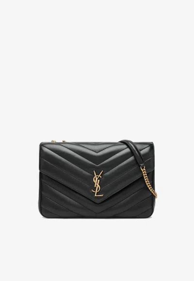 Saint Laurent Large Loulou Quilted Leather Crossbody Bag In Black