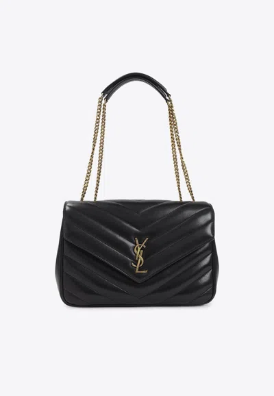 Saint Laurent Large Loulou Quilted Leather Shoulder Bag In Black
