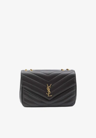 Saint Laurent Large Loulou Quilted Shoulder Bag In Black