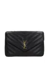 Saint Laurent Large Chevron Quilted Bag With Chain Strap In Black