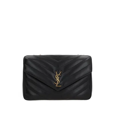 Saint Laurent Loulou Large Leather Shoulder Bag In Black