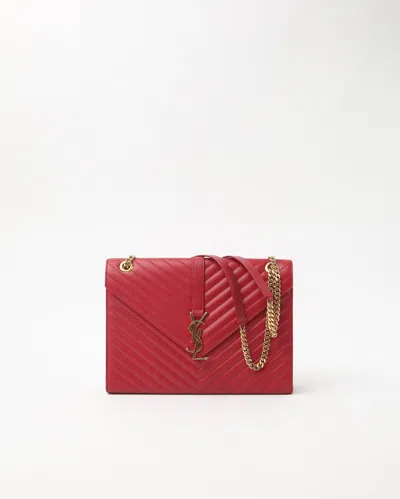 Saint Laurent Large Matelasse Envelope Bag In Red