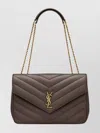 Saint Laurent Loulou Large Chevron Chain Shoulder Bag In Brown