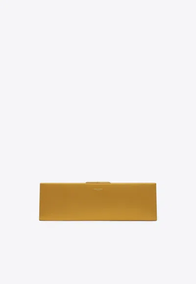 Saint Laurent Large Midnight Satin Clutch In Gold