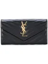 Saint Laurent Chevron Pattern Monogram Large Wallet