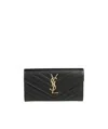 Saint Laurent Cassandre Matelassé Large Flap Wallet In Grain De Poudre Leather Accessories In Black