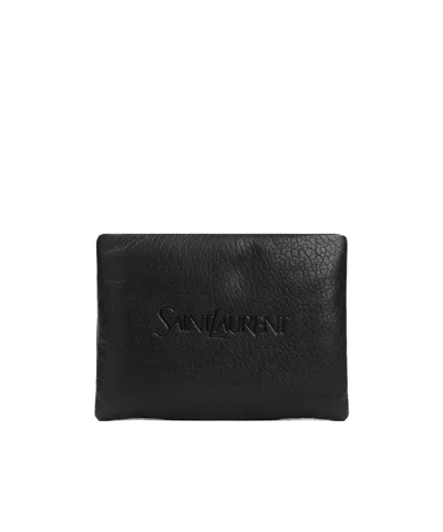 Saint Laurent Large Puffy Pouch Clutch Bag In Black