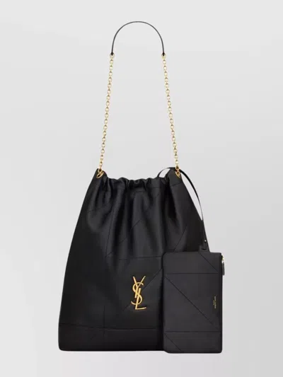 Saint Laurent Large Quilted Shoulder Bag With Chain Strap In Black