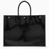 Saint Laurent Large Rive Gauche Black Patent Leather Bag Men In Black