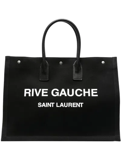 Saint Laurent Large Rive Gauche Tote Bag In Black