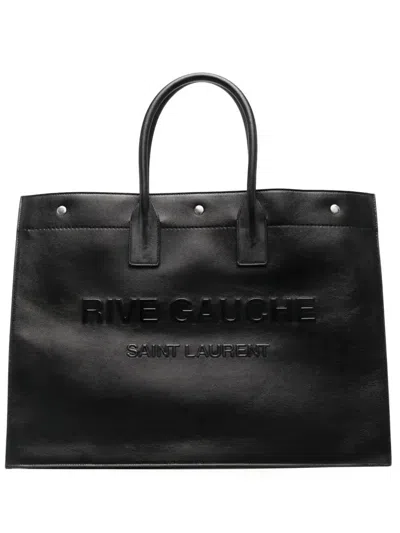 Saint Laurent Large Rive Gauche Tote Bag In Black
